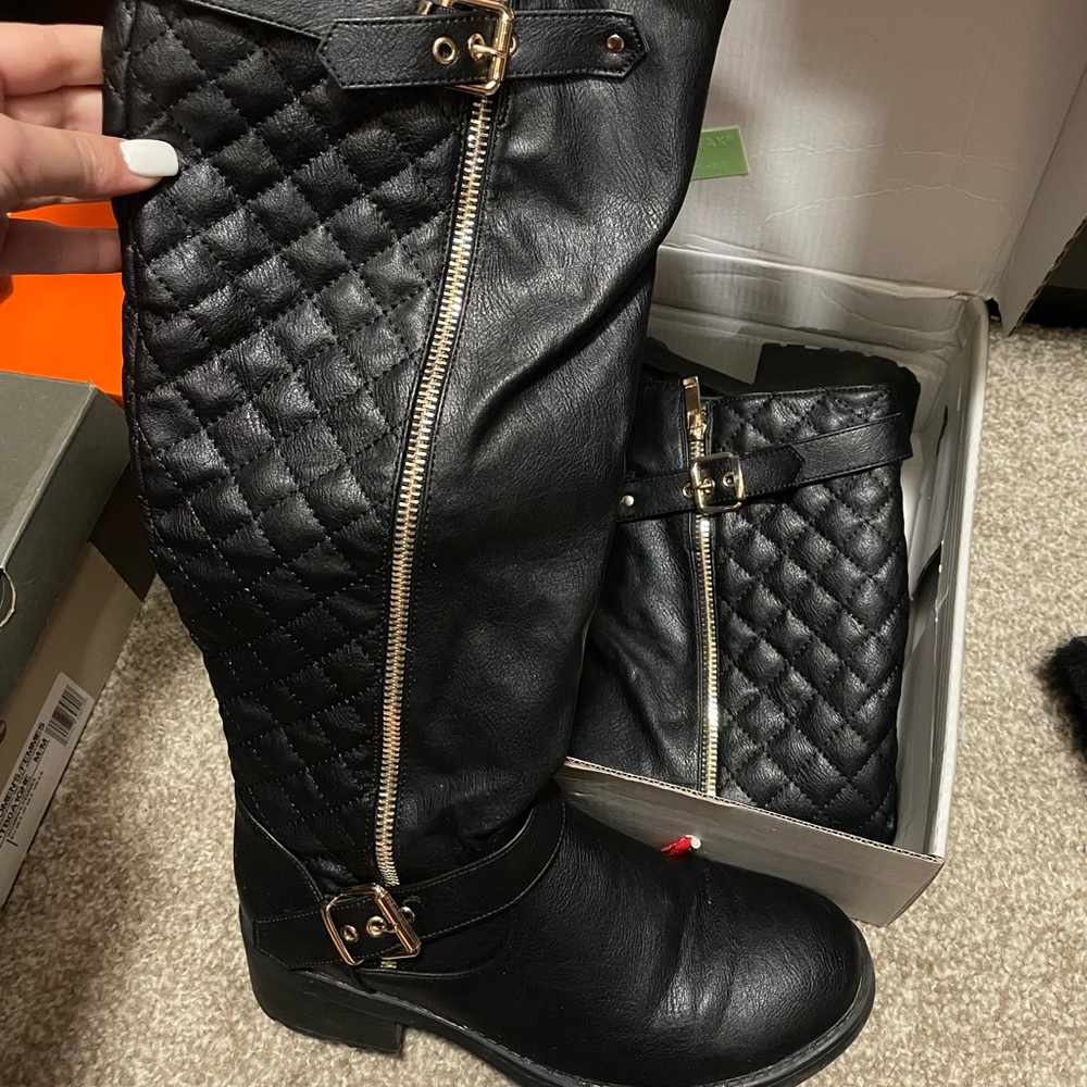 Black Quilted Combat Boots